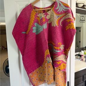 Colorful Floral Kantha Hi-Lo Top
